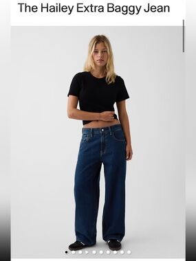 GAP Hailey Extra Baggy Jeans in Dark Blue Denim